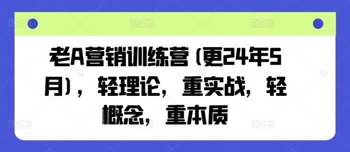 老A营销训练营(更24年5月)，轻理论，重实战，轻概念，重本质-飓风网创资源站