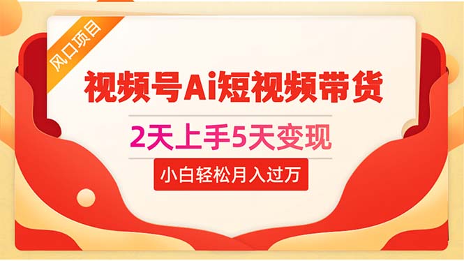 （10807期）2天上手5天变现视频号Ai短视频带货0粉丝0基础小白轻松月入过万-飓风网创资源站