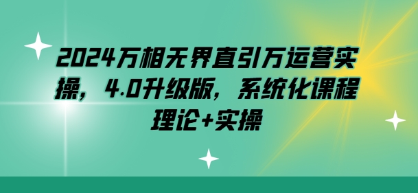 2024万相无界直引万运营实操，4.0升级版，系统化课程 理论+实操-飓风网创资源站