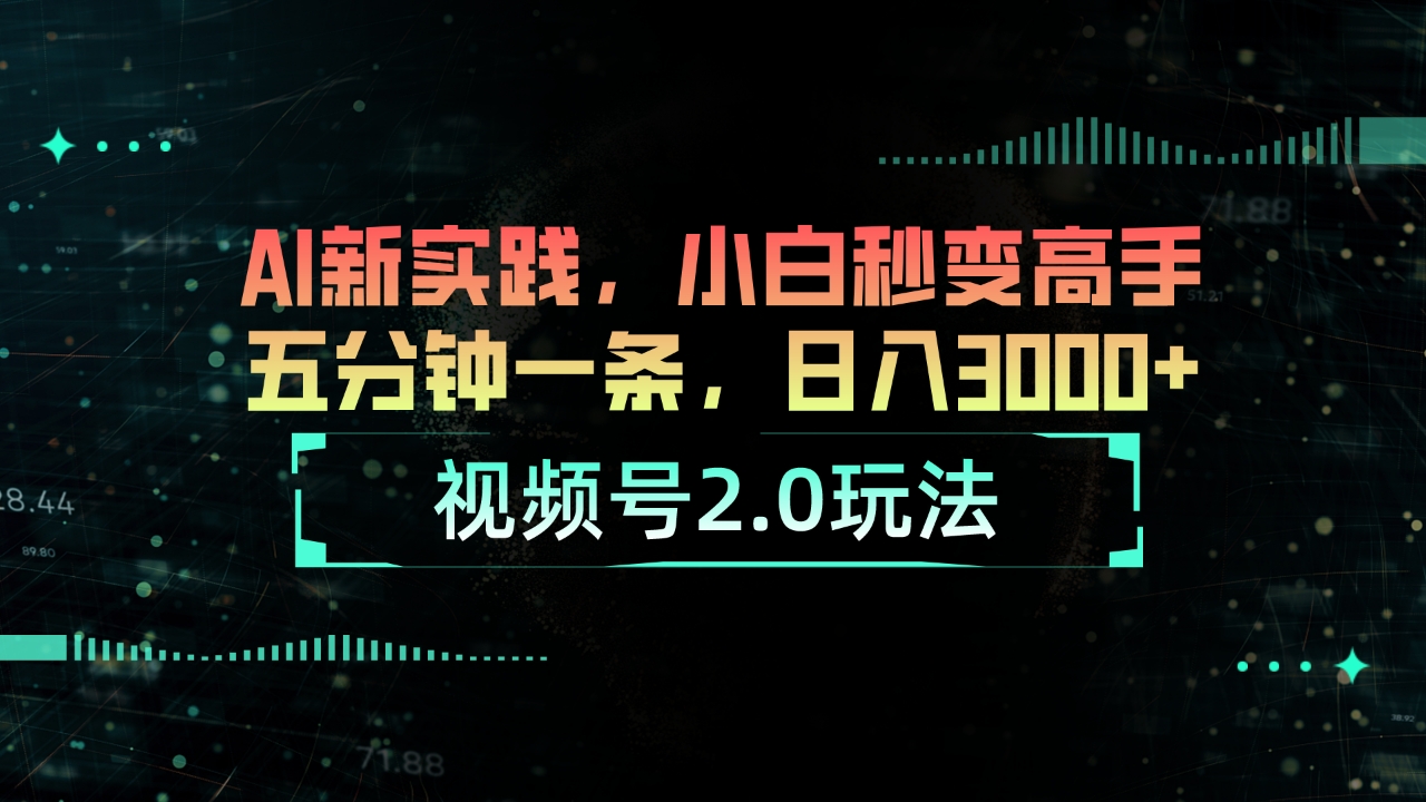 （10888期）视频号2.0玩法 AI新实践，小白秒变高手五分钟一条，日入3000+-飓风网创资源站