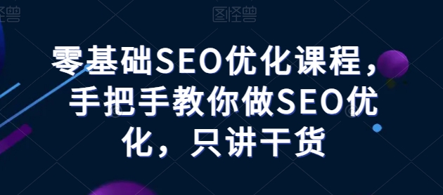 零基础SEO优化课程，手把手教你做SEO优化，只讲干货-飓风网创资源站