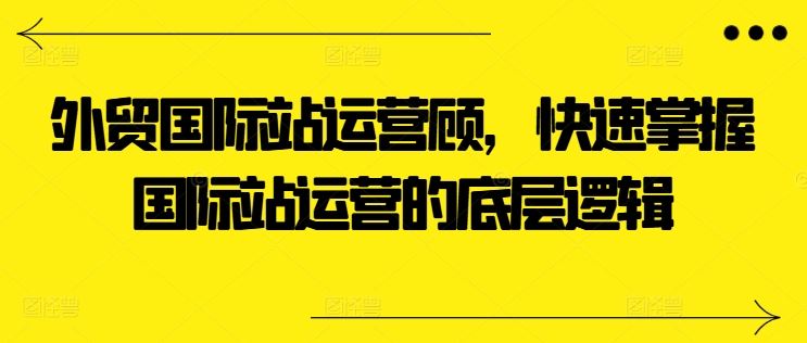 外贸国际站运营顾问，快速掌握国际站运营的底层逻辑-飓风网创资源站