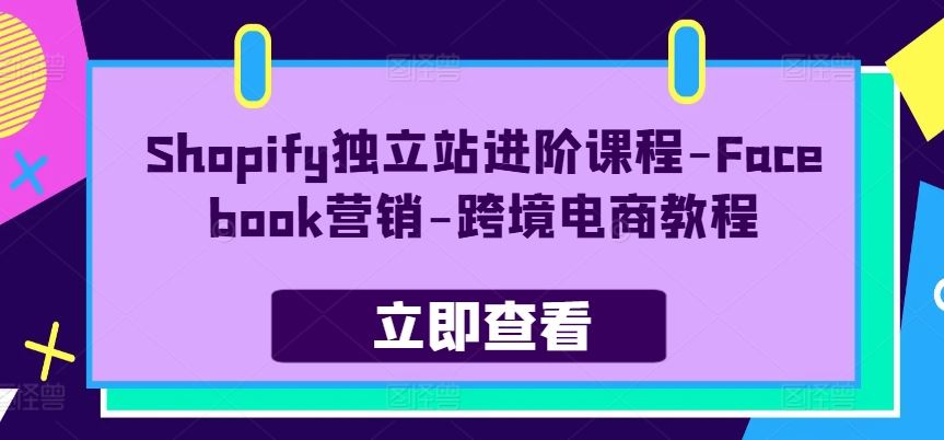 Shopify独立站进阶课程-Facebook营销-跨境电商教程-飓风网创资源站