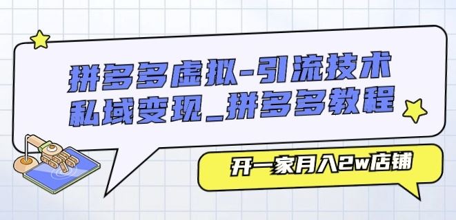 拼多多虚拟-引流技术与私域变现_拼多多教程：开一家月入2w店铺-飓风网创资源站