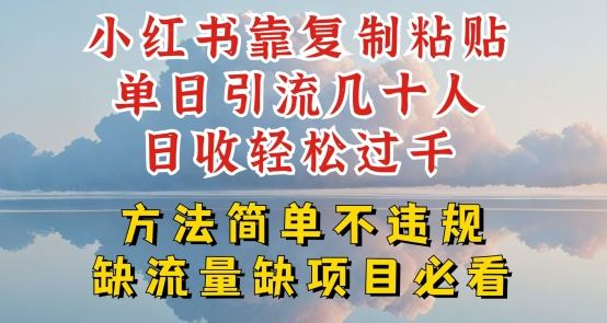 小红书靠复制粘贴单日引流几十人目收轻松过千，方法简单不违规【揭秘】-飓风网创资源站