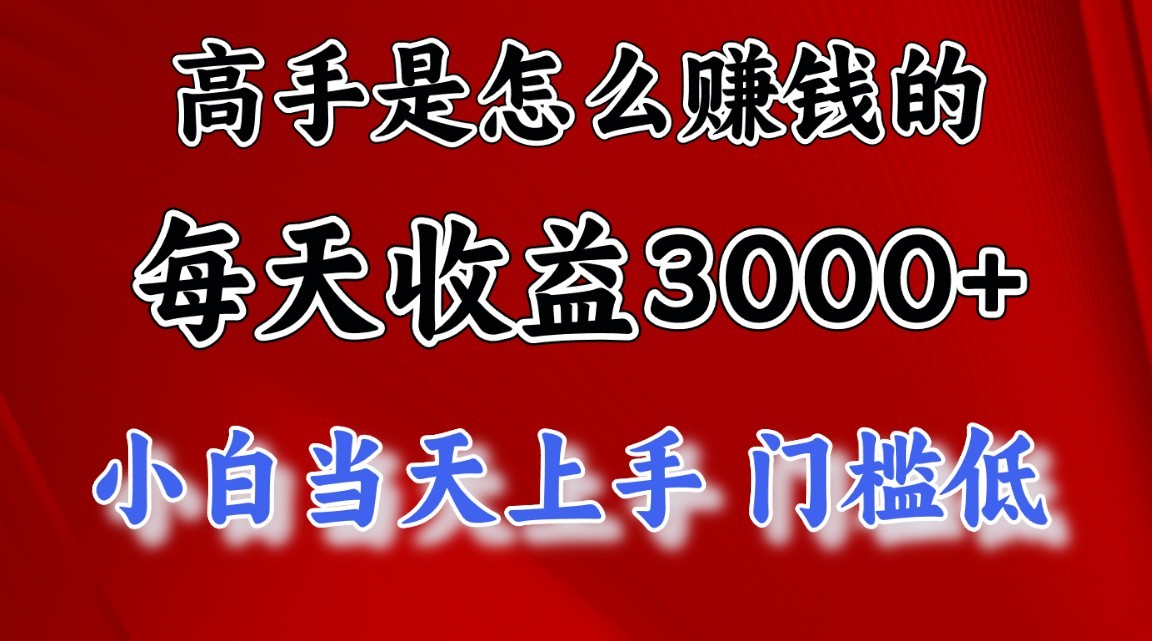 高手是怎么赚钱的，1天收益3500+，一个月收益10万+，-飓风网创资源站