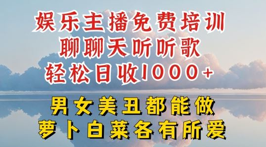 娱乐主播免费培训聊聊天听听歌轻松日收1K+，男女美丑都能做萝卜白菜各有所爱【揭秘】-飓风网创资源站