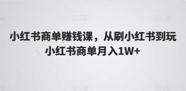 小红书商单赚钱课，从刷小红书到玩小红书商单月入1W+-飓风网创资源站