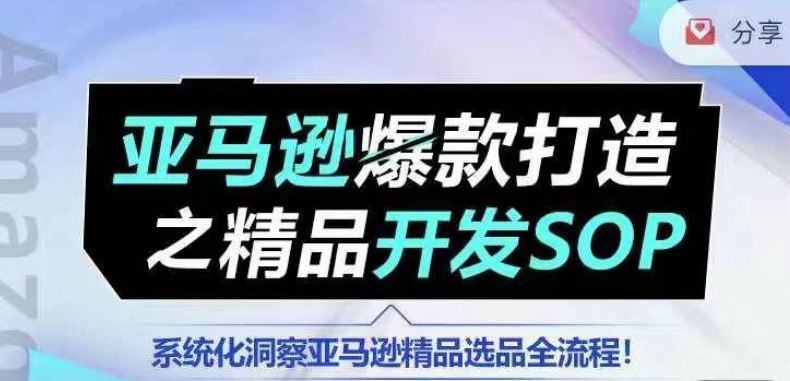 【训练营】亚马逊爆款打造之精品开发SOP，系统化洞察亚马逊精品选品全流程-飓风网创资源站