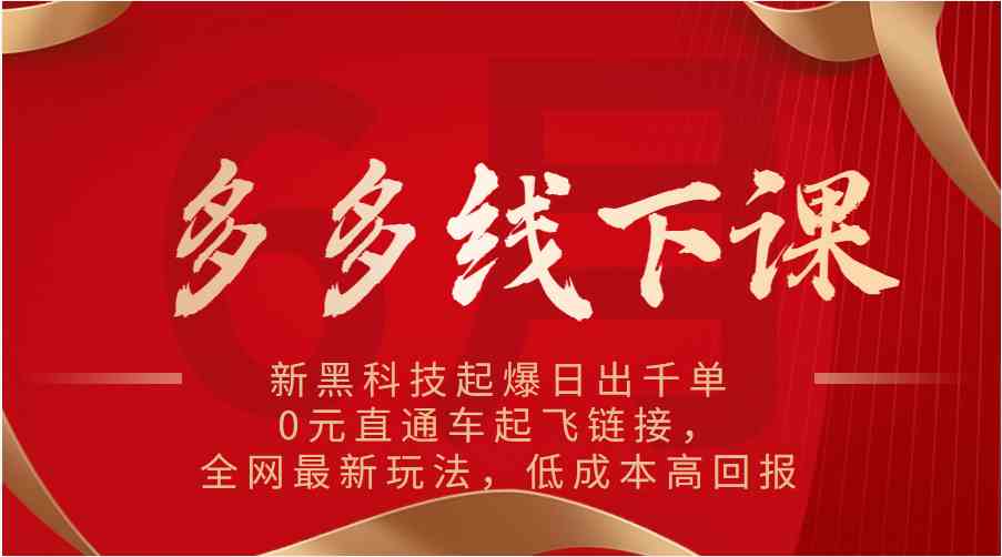 多多线下课：新黑科技起爆日出千单，0元直通车起飞链接，全网最新玩法，低成本高回报-飓风网创资源站