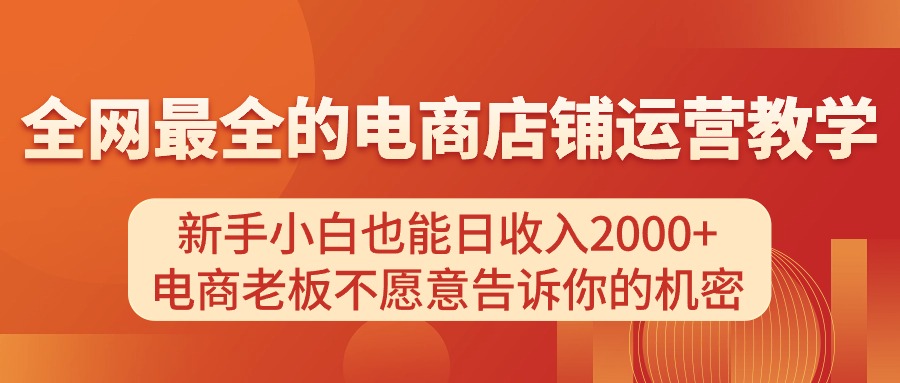 （11266期）电商店铺运营教学，新手小白也能日收入2000+，电商老板不愿意告诉你的机密-飓风网创资源站