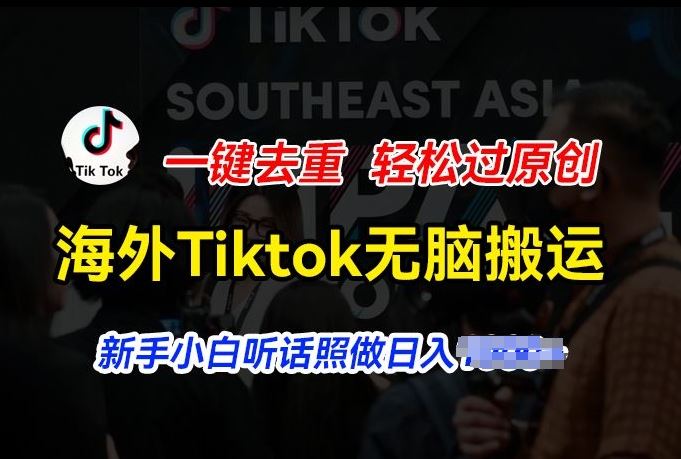 海外Tiktok短视频无脑搬运，一键去重轻松过原创，新手小白听话照做日入几张【揭秘】-飓风网创资源站