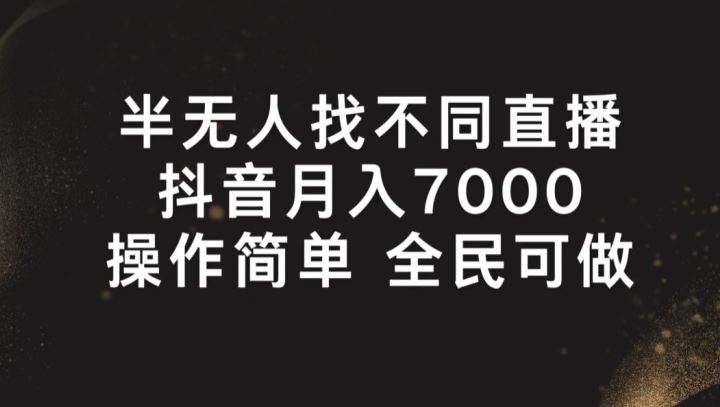 半无人找不同直播，月入7000+，操作简单 全民可做【揭秘】-飓风网创资源站