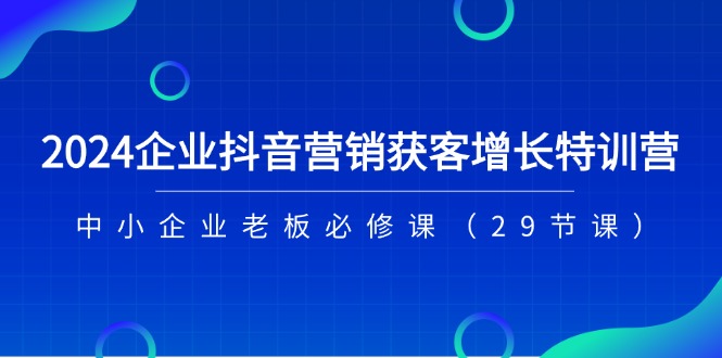 （11349期）2024企业抖音-营销获客增长特训营，中小企业老板必修课（29节课）-飓风网创资源站