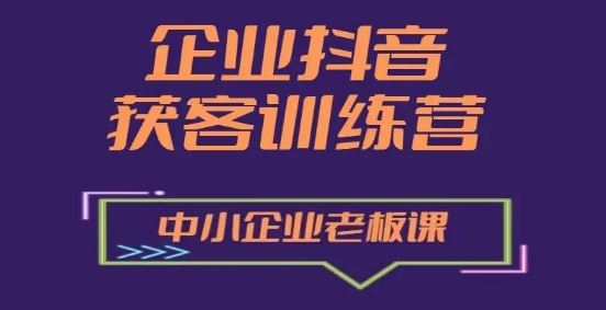 企业抖音营销获客增长训练营，中小企业老板必修课-飓风网创资源站