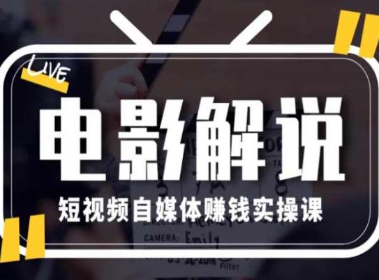 电影解说短视频自媒体赚钱实操课，教你做电影解说短视频，月赚1万-飓风网创资源站