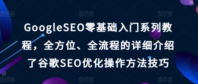 GoogleSEO零基础入门系列教程，全方位、全流程的详细介绍了谷歌SEO优化操作方法技巧-飓风网创资源站