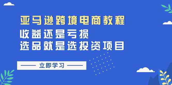 亚马逊跨境电商教程：收益还是亏损！选品就是选投资项目-飓风网创资源站