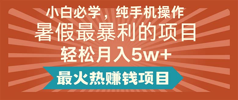 （11583期）小白必学，纯手机操作，暑假最暴利的项目轻松月入5w+最火热赚钱项目-飓风网创资源站