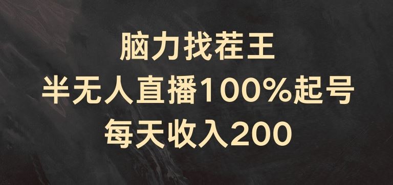 脑力找茬王，半无人直播100%起号，每天收入200+【揭秘】-飓风网创资源站