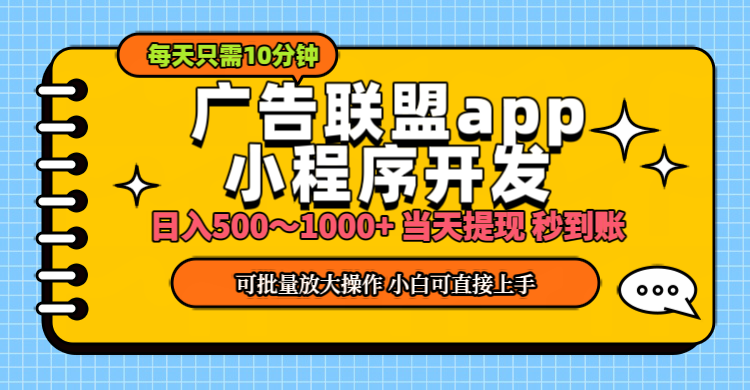 （11645期）小程序开发 广告赚钱 日入500~1000+ 小白轻松上手！-飓风网创资源站