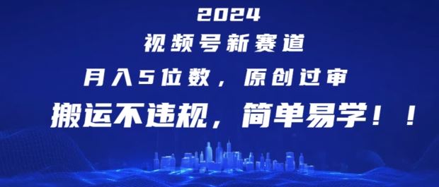 2024视频号新赛道，月入5位数+，原创过审，搬运不违规，简单易学【揭秘】-飓风网创资源站