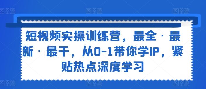 短视频实操训练营，最全·最新·最干，从0-1带你学IP，紧贴热点深度学习-飓风网创资源站