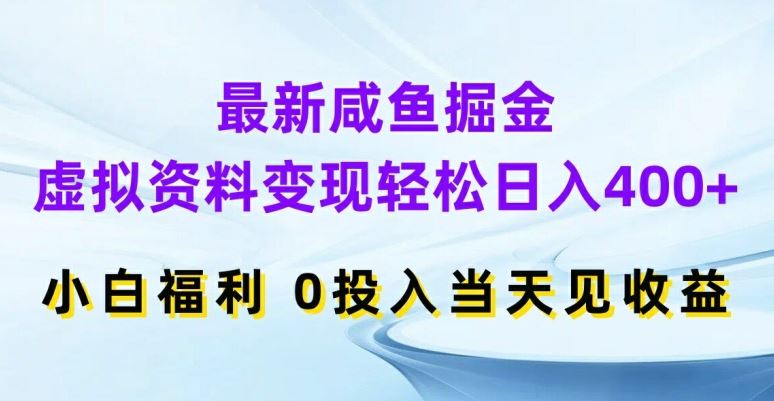 最新咸鱼掘金，虚拟资料变现，轻松日入400+，小白福利，0投入当天见收益【揭秘】-飓风网创资源站