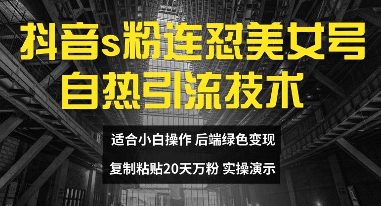 抖音s粉连怼美女号自热引流技术复制粘贴，20天万粉账号，无需实名制，矩阵操作【揭秘】-飓风网创资源站