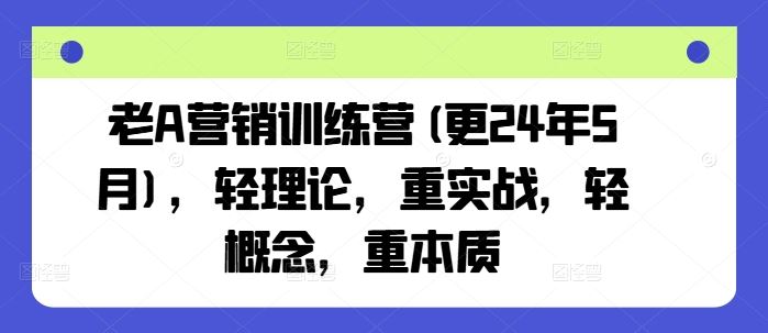 老A营销训练营(更24年7月)，轻理论，重实战，轻概念，重本质-飓风网创资源站