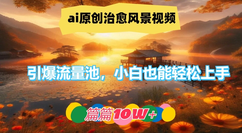 ai原创治愈风景视频，引爆流量池，小白也能轻松上手，篇篇10w+-飓风网创资源站