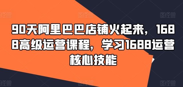 90天阿里巴巴店铺火起来，1688高级运营课程，学习1688运营核心技能-飓风网创资源站