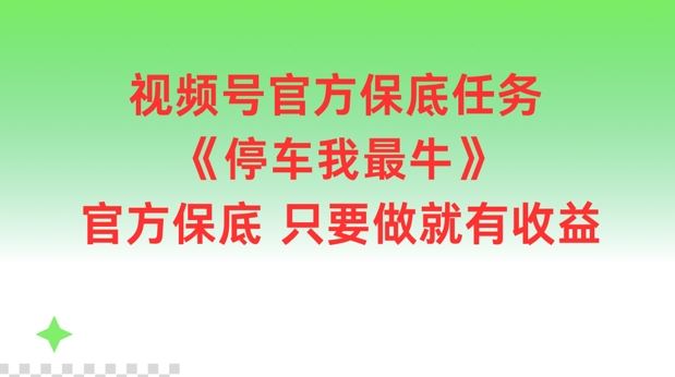 视频号官方保底任务，停车我最牛，官方保底只要做就有收益【揭秘】-飓风网创资源站