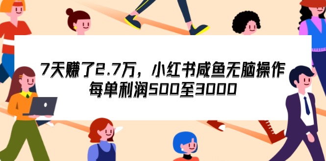 （12192期）7天收了2.7万，小红书咸鱼无脑操作，每单利润500至3000-飓风网创资源站