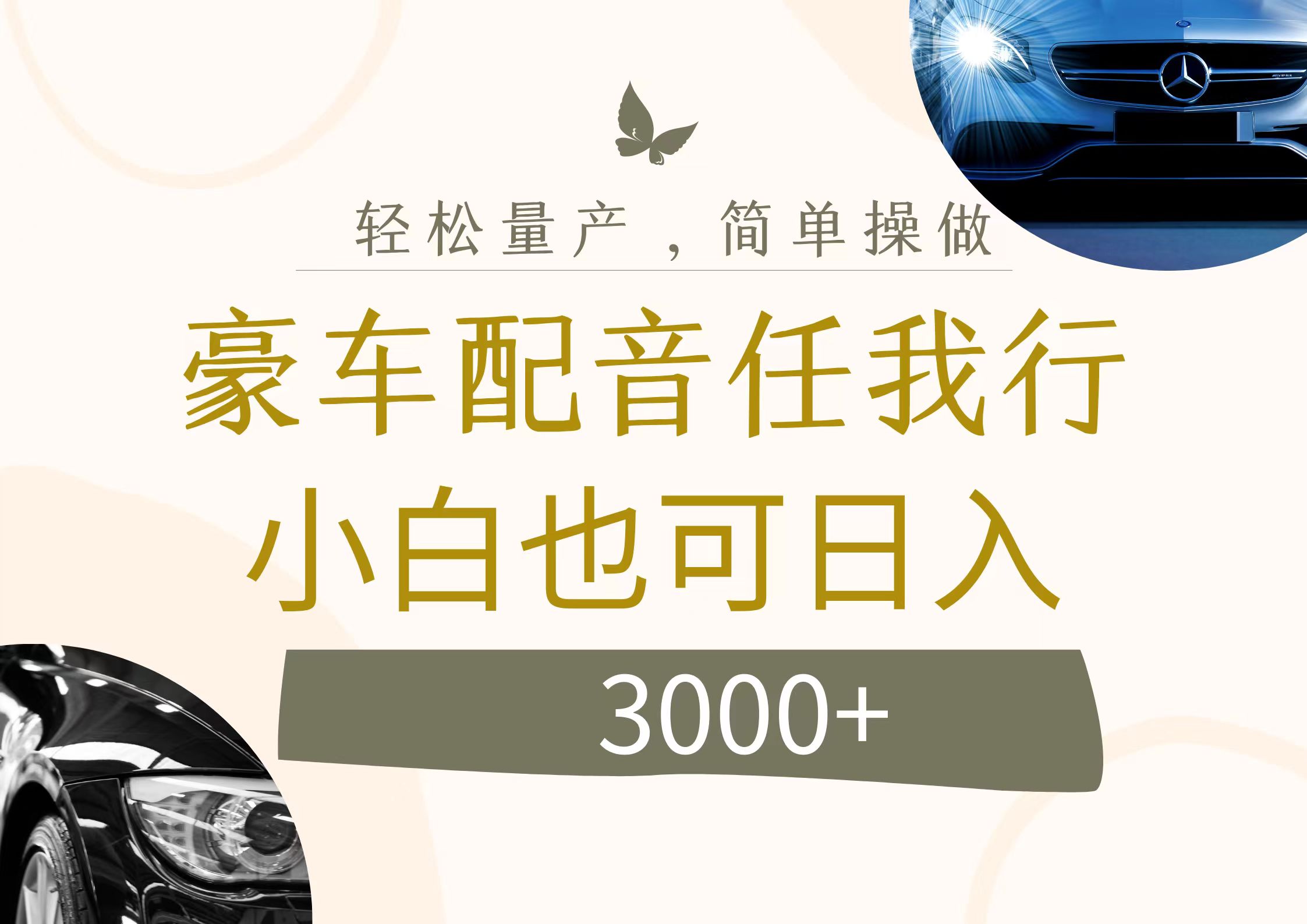 （12206期）不为人知的暴力小项目，豪车配音，日入3000+-飓风网创资源站