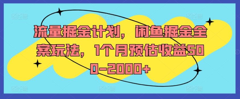 流量掘金计划，闲鱼掘金全案玩法，1个月预估收益500-2000+-飓风网创资源站