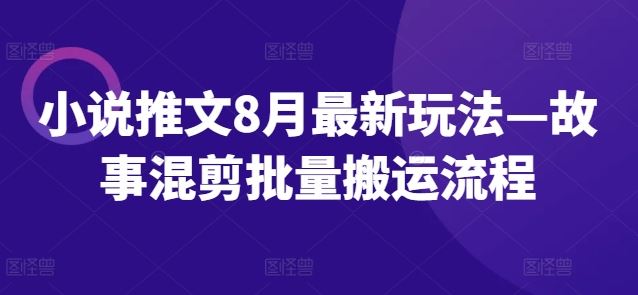 小说推文8月最新玩法—故事混剪批量搬运流程-飓风网创资源站