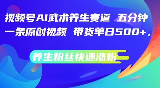 视频号AI武术养生赛道，五分钟一条原创视频，带货单日几张，养生粉丝快速涨粉【揭秘】-飓风网创资源站