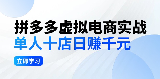 （12326期）拼多多虚拟电商实战：单人10店日赚千元，深耕老项目，稳定盈利不求风口-飓风网创资源站