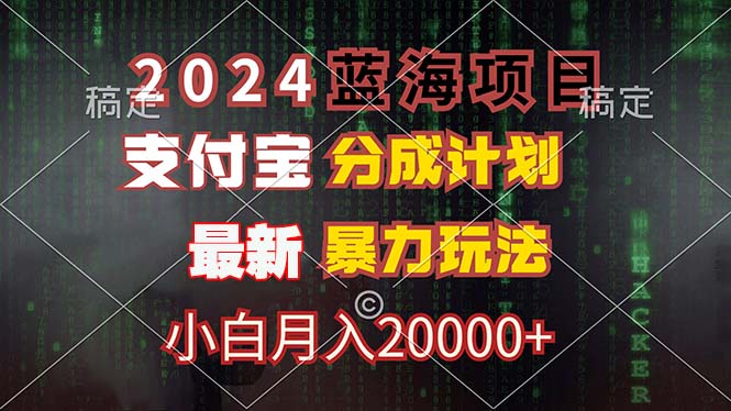 （12339期）2024蓝海项目，支付宝分成计划，暴力玩法，刷爆播放量，小白月入20000+-飓风网创资源站