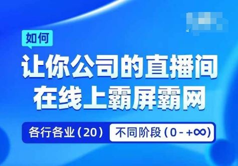 企业矩阵直播霸屏实操课，让你公司的直播间在线上霸屏霸网-飓风网创资源站