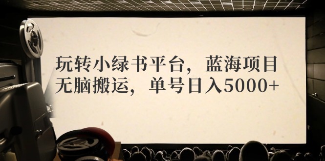 （12366期）玩转小绿书平台，蓝海项目，无脑搬运，单号日入5000+-飓风网创资源站