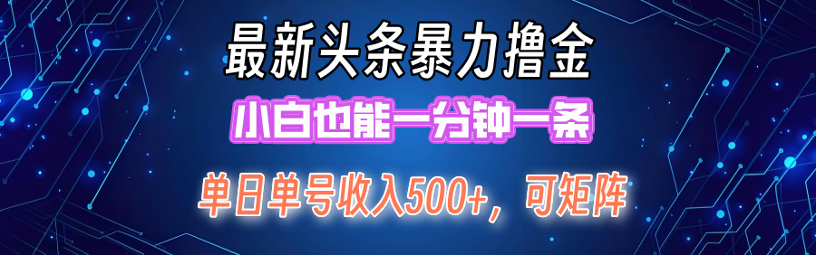 （12380期）最新暴力头条掘金日入500+，矩阵操作日入2000+ ，小白也能轻松上手！-飓风网创资源站