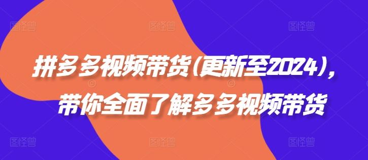 拼多多视频带货(更新至2024)，带你全面了解多多视频带货-飓风网创资源站