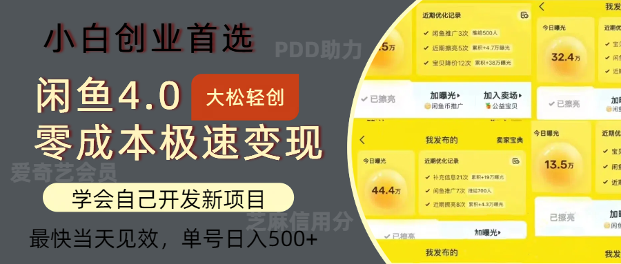 （12434期）闲鱼0成本极速变现项目，多种变现方式 单号日入500+最新玩法-飓风网创资源站