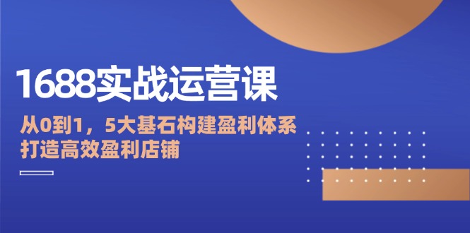 （12482期）1688实战运营课：从0到1，5大基石构建盈利体系，打造高效盈利店铺-飓风网创资源站