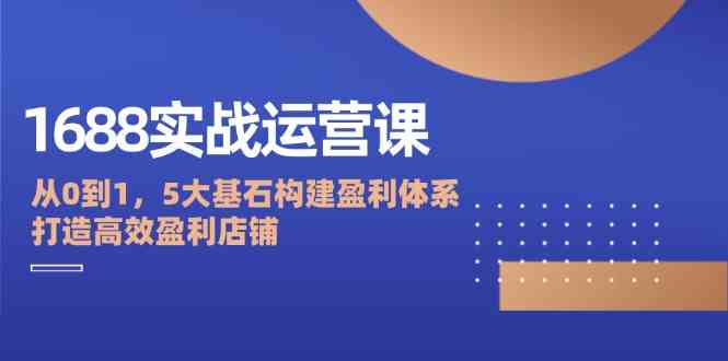 1688实战运营课：从0到1，5大基石构建盈利体系，打造高效盈利店铺-飓风网创资源站