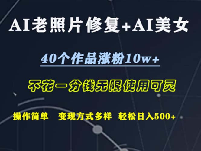 （12489期）AI老照片修复+AI美女玩发  40个作品涨粉10w+  不花一分钱使用可灵  操…-飓风网创资源站