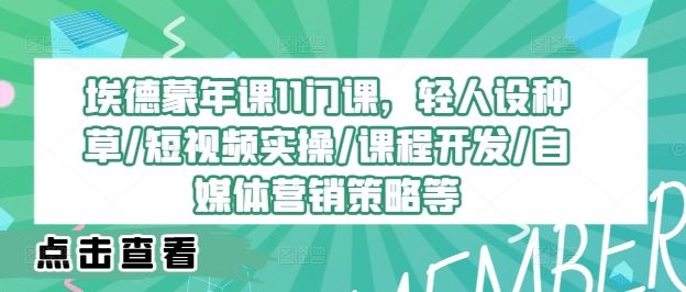 埃德蒙年课11门课，轻人设种草/短视频实操/课程开发/自媒体营销策略等-飓风网创资源站