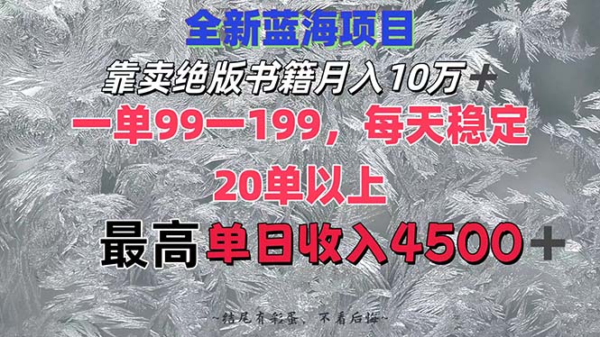 （12512期）靠卖绝版书籍月入10W+,一单99-199，一天平均20单以上，最高收益日入4500+-飓风网创资源站